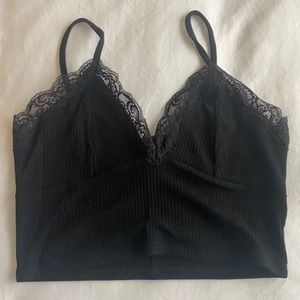Black lace crop top tank